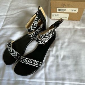 Matt Bernson Black & White Beaded Aztec Sandals